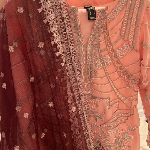 Anaya Kiran Chaudhry Pakistani Chiffon Pink suit - Picture 8 of 8